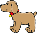 cartoon brown dog with red collar